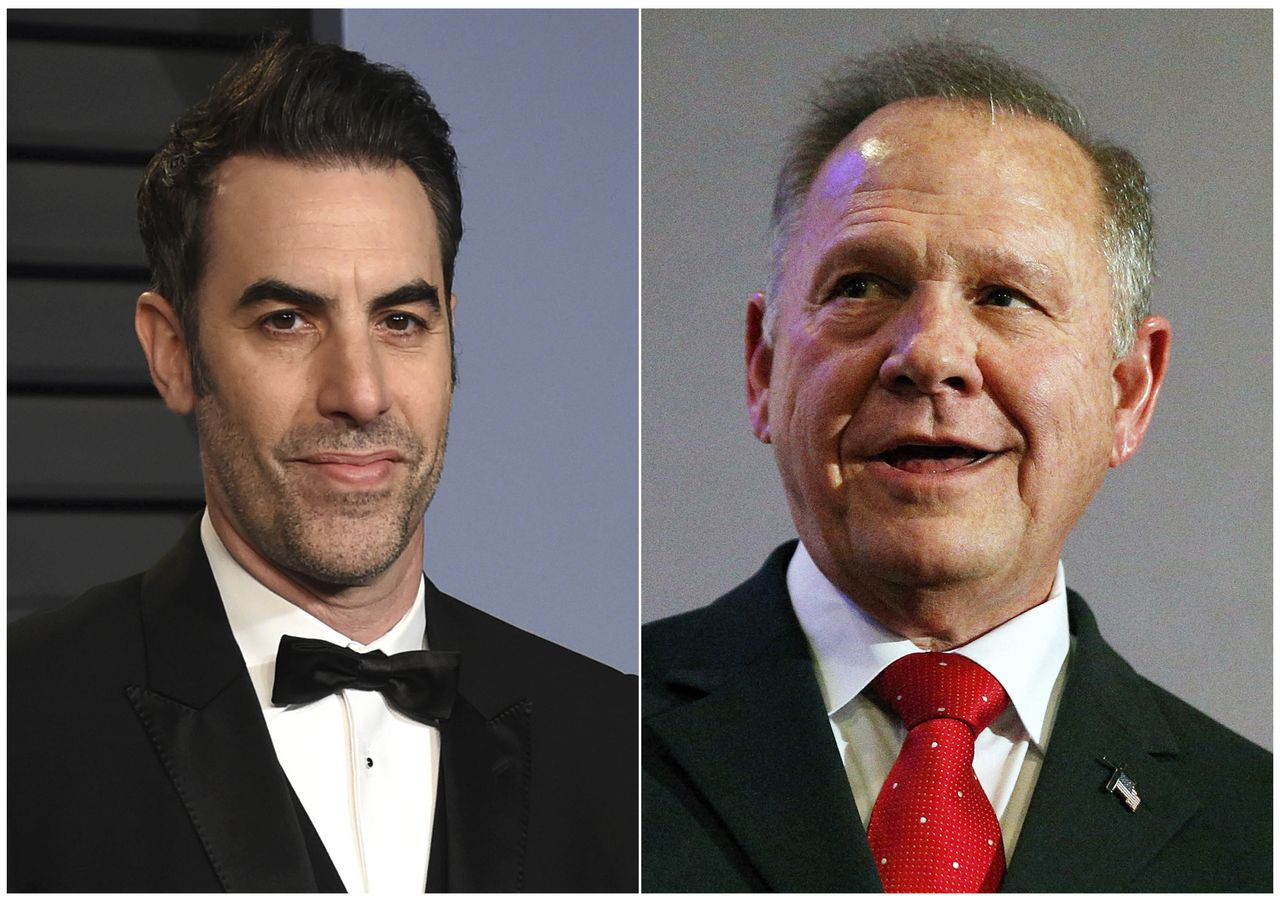 Sacha Baron Cohen and Roy Moore.