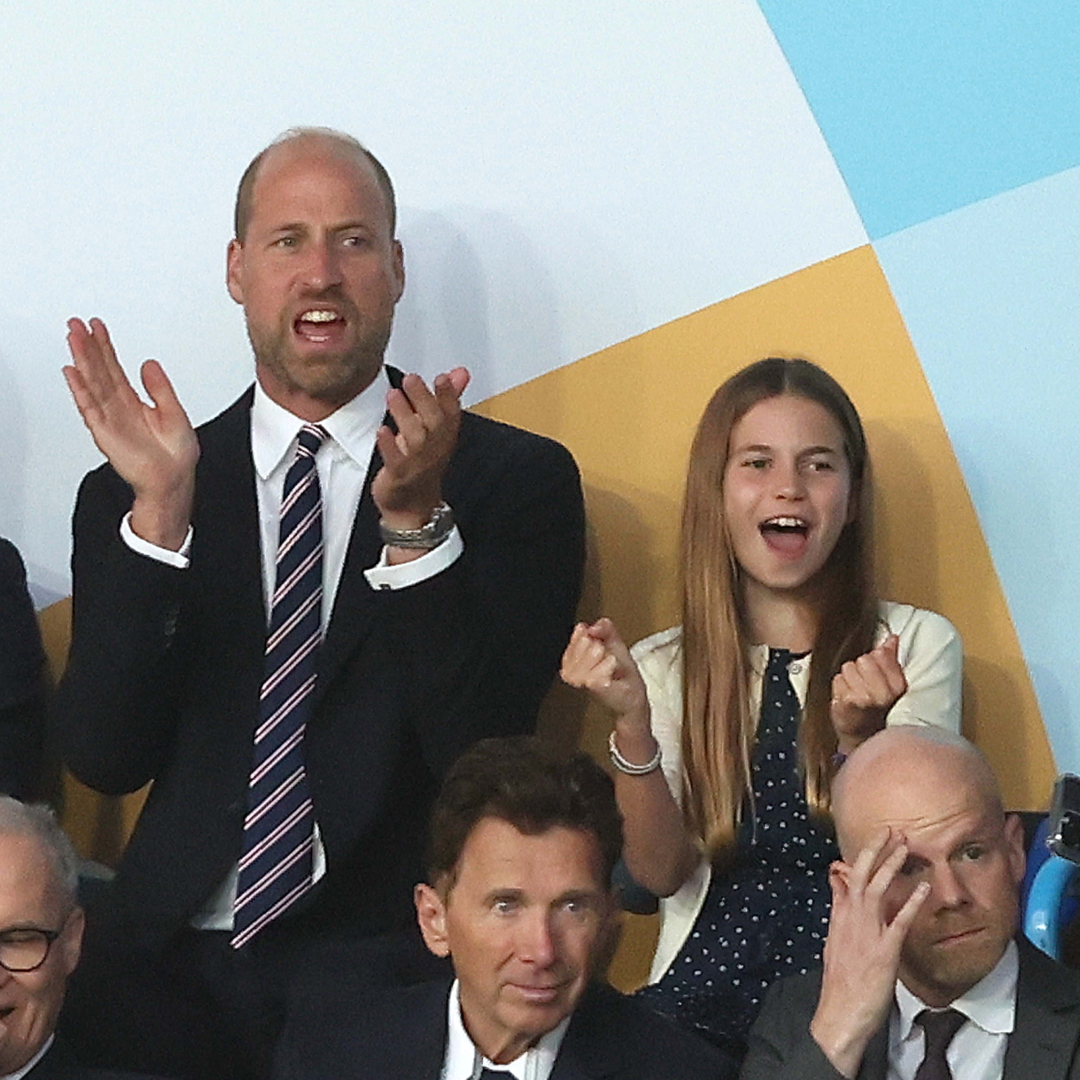 HRH Prince William, Prince Of Wales &amp; Princess Charlotte of Wales celebrate after England win the Penalty shoot out to win the UEFA Women's EURO 2025 Final on July 27, 2025 in Basel, Switzerland