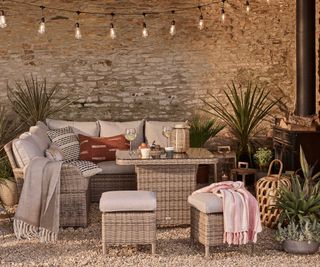 dobbies outdoor seating on gravel