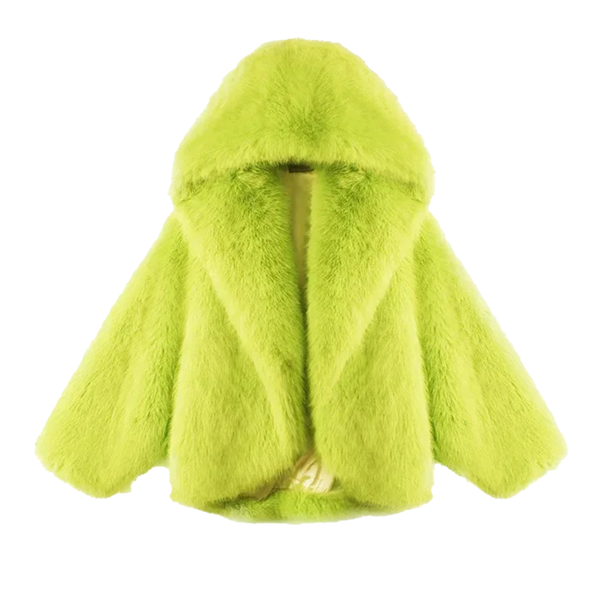 Hooded Batwing Faux Fur Coat