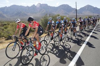 Alberto Contador and Jesus Hernandez train with the Polartec-Kometa riders