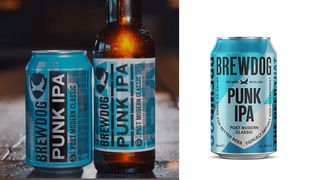 Old Brewdog can next to new Brewdog can