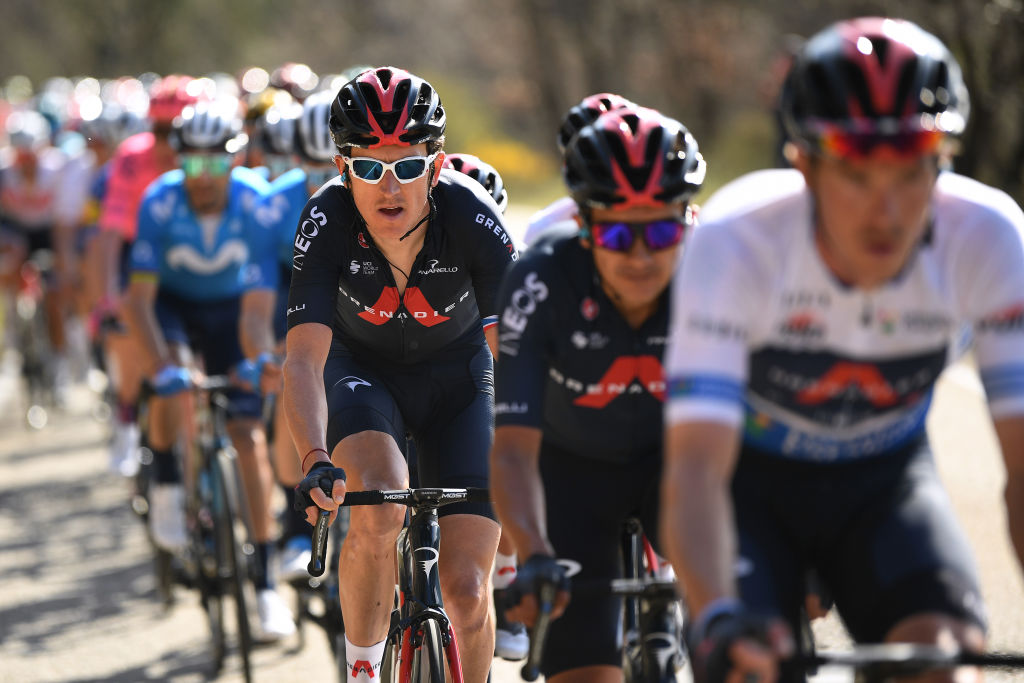 Rohan Dennis leads the Ineos Grenadiers line