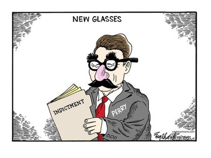 Political cartoon U.S. Rick Perry indictment
