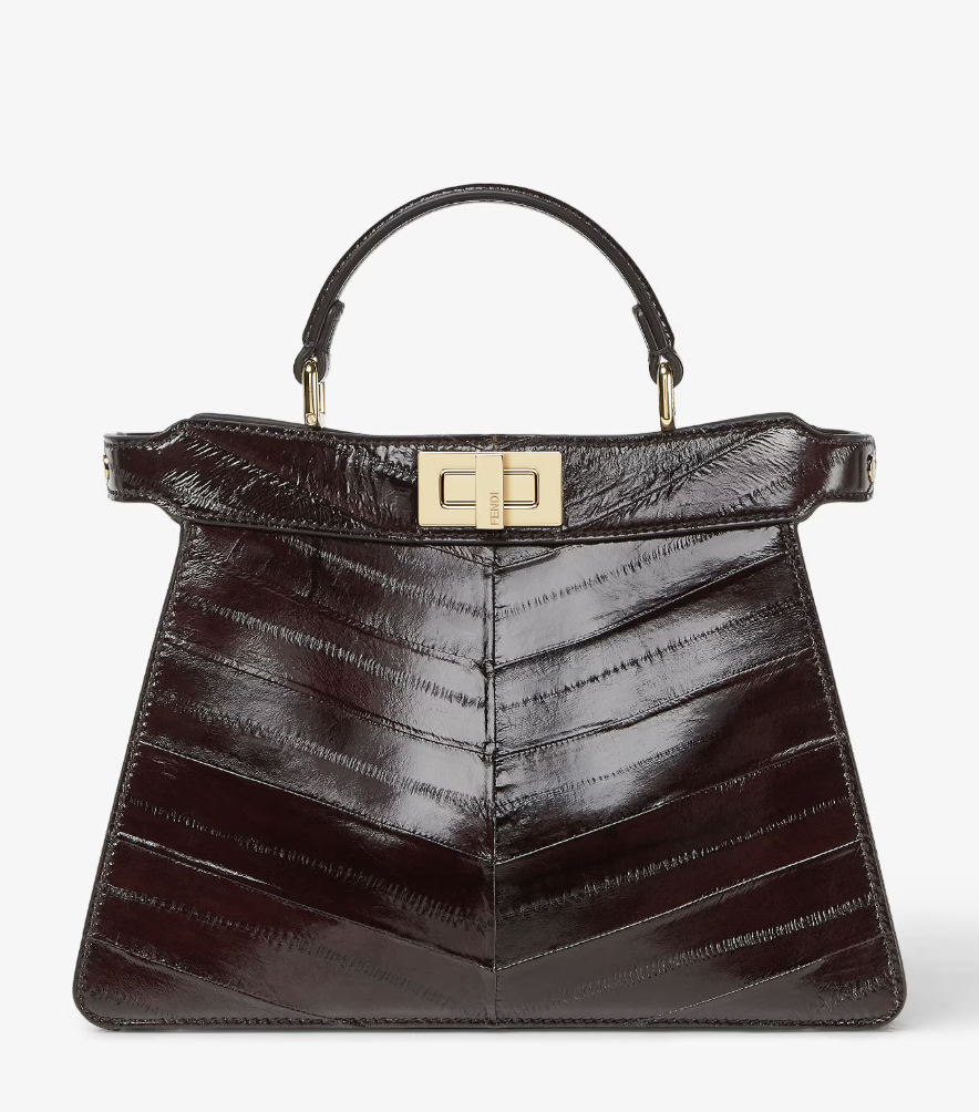 Fendi, Peekaboo Iseeu Small Brown Inlaid Hagfish Leather Bag