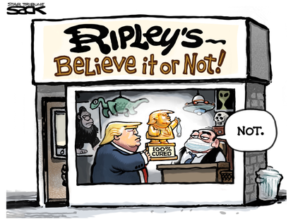 Political Cartoon U.S. Trump COVID cured