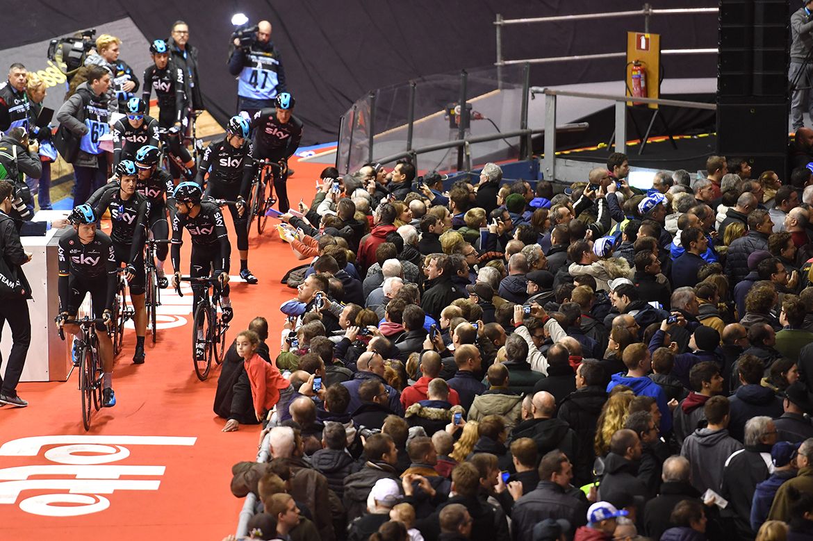 Sky at the Omloop Het Nieuwsblad team presentation
