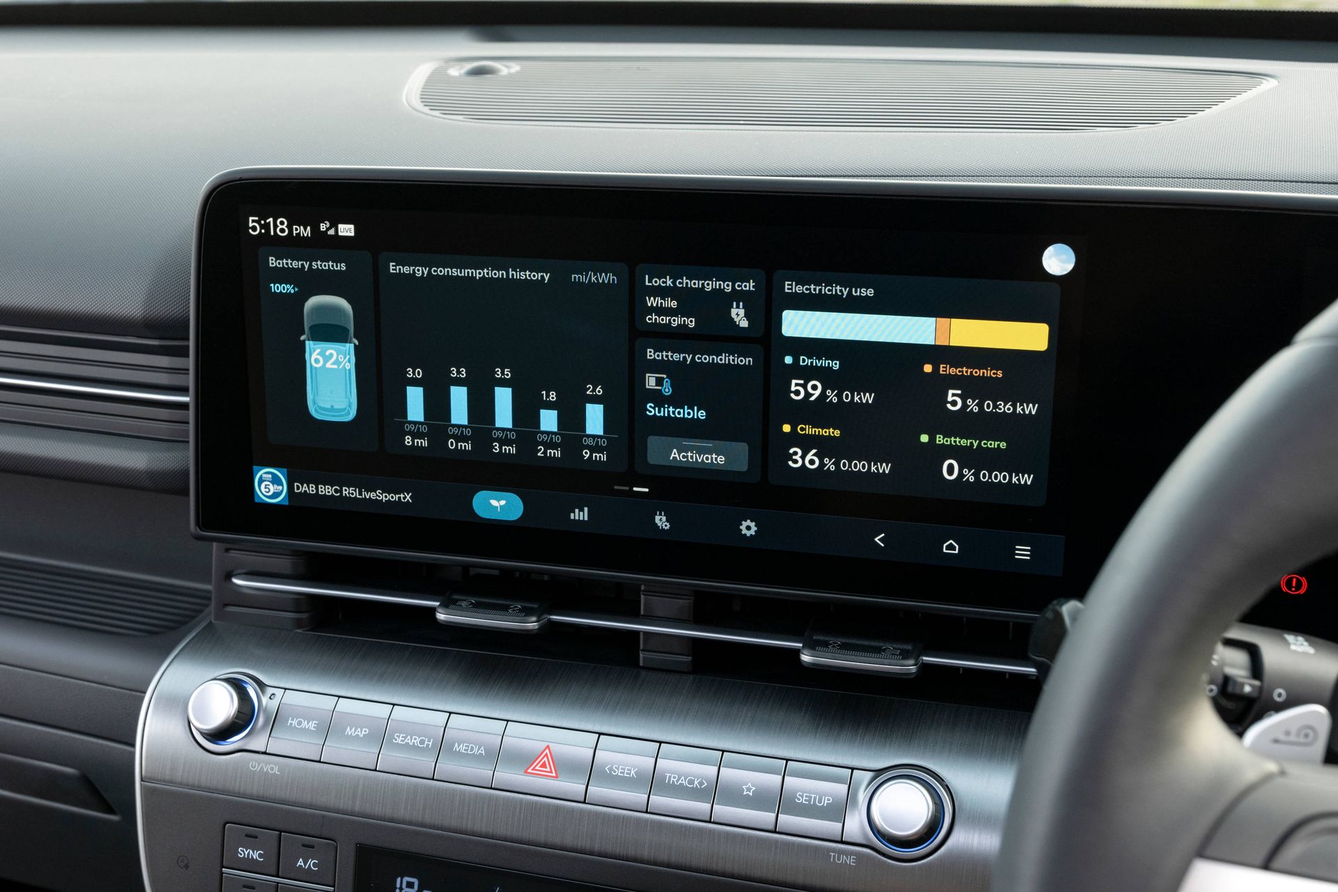 Hyundai Kona EV front display