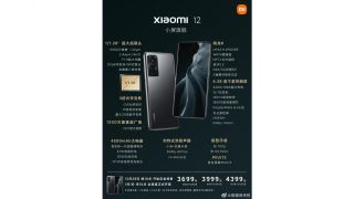 En läckt poster som listar specifikationer för Xiaomi 12