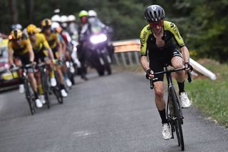 Mitchelton-Scott’s Adam Yates attacks on the climb of the Col du Grand Colombier during stage 15 of the 2020 Tour de France
