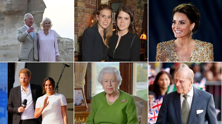 Six different images of British Royal Family members featured in woman&home's Royal Family quiz 2021
