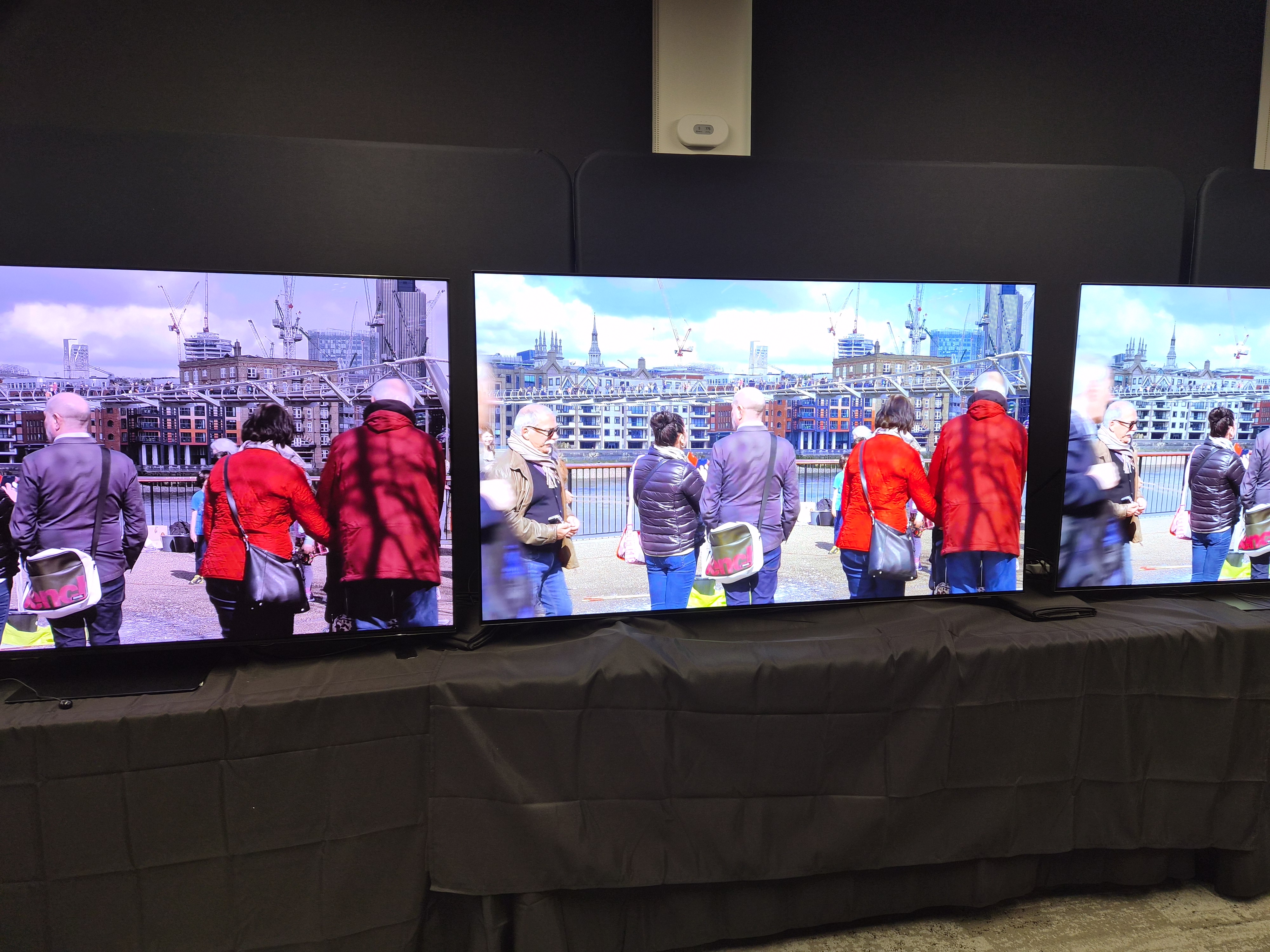 Philips OLED950 playing people walking footage