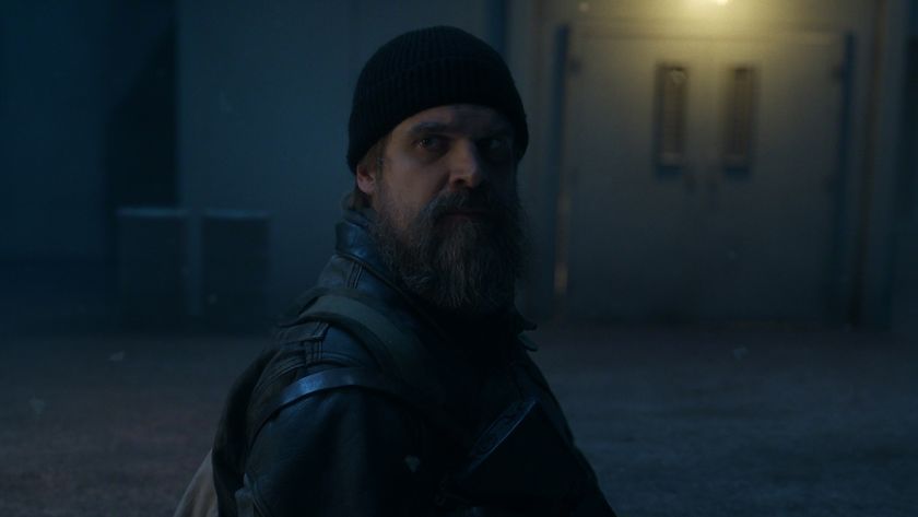 Hopper looking emotional in the Upside Down in Stranger Things Season 5