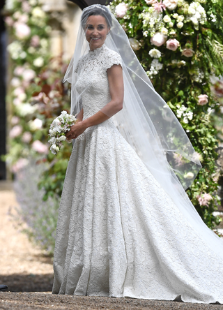 Pippa Middleton arrives for her wedding to James Matthews at St Mark's Church on May 20, 2017 in Englefield Green, England