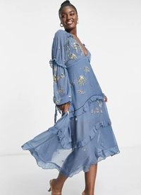 DEAL: $77 ASOS DESIGN blue a-line midi dress with cluster embellishment