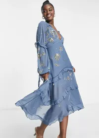 DEAL: $77 ASOS DESIGN blue a-line midi dress with cluster embellishment