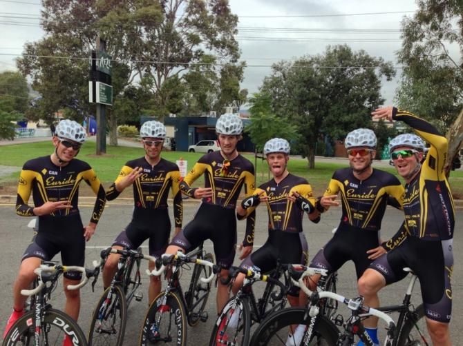 Euride Racing find out they have just won the first stage at the Jarvis Subaru Adelaide Tour