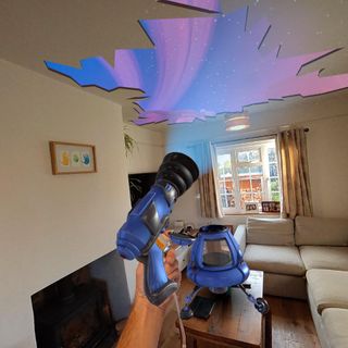 VR gun pointing at window