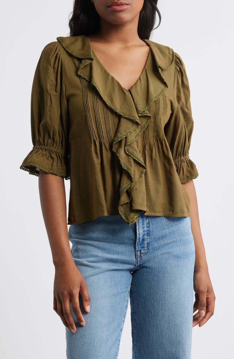 Ruffled Puff-Sleeve Top