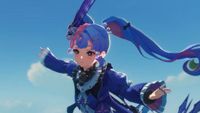 Roccia, a feminine character with purple and pink hair in Wuthering Waves' 2.0 reveal video.