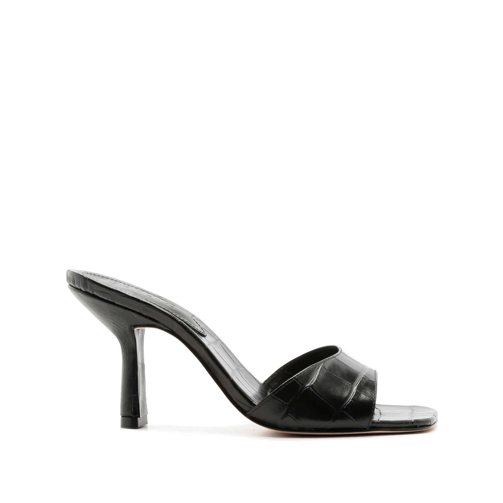 Posseni Sandal - 5 / Black / Crocodile Effect Leather