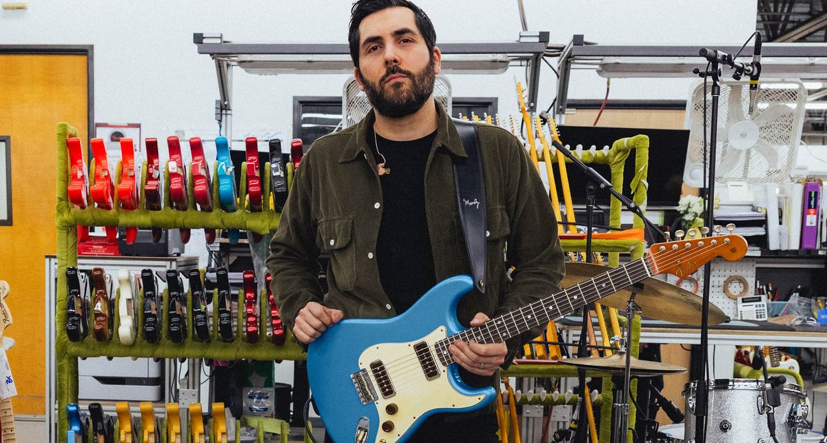 Fender Custom Shop Ariel Posen Stratocaster: Posen's new signature model was inspired by the Jazzmaster and has custom-wound AP-90 pickups. Check out those cupcake-style control knobs.
