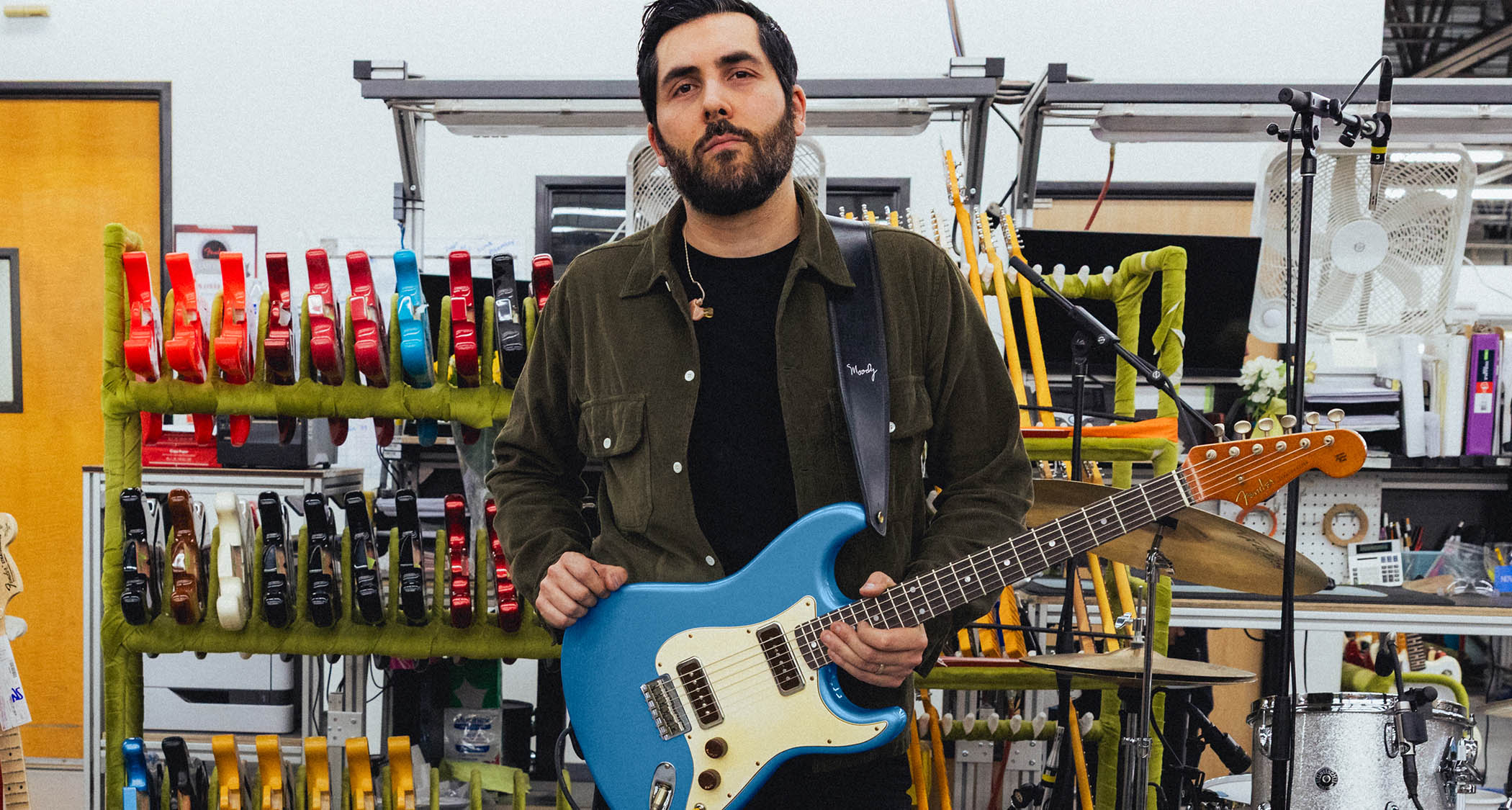 Fender Custom Shop Ariel Posen Stratocaster: Posen's new signature model was inspired by the Jazzmaster and has custom-wound AP-90 pickups. Check out those cupcake-style control knobs.