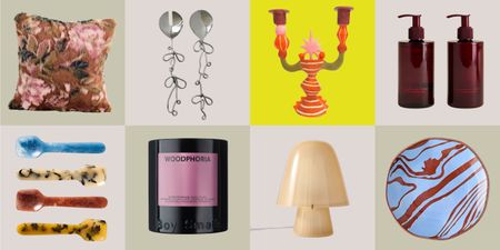 collage of homeware on a colorful background