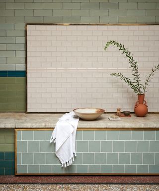 blue and green spa bathroom