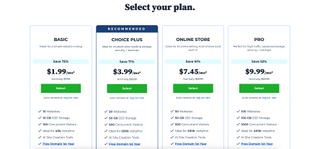 screenshote of bluehost pricing page with Techradar exclusive pricing