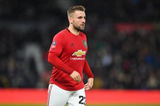 Luke Shaw playing for Manchester United