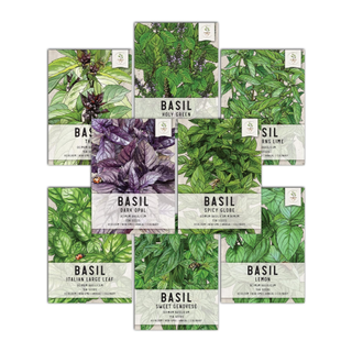 Assorted packs of basil seeds