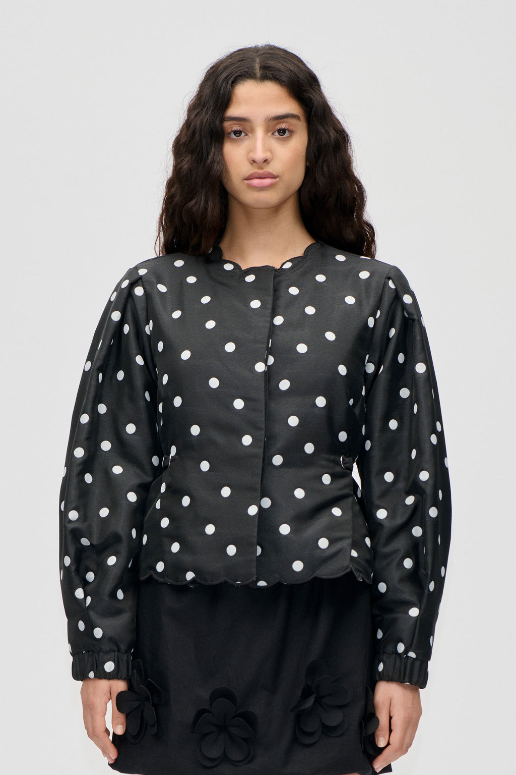 Voluminous Sleeve Jacket - Quilted Dots