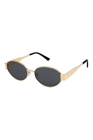 Sojos Retro Oval Sunglasses for Women Men Trendy Sun Glasses Classic Shades Uv400 Protection Sj1217 Gold/grey Lens