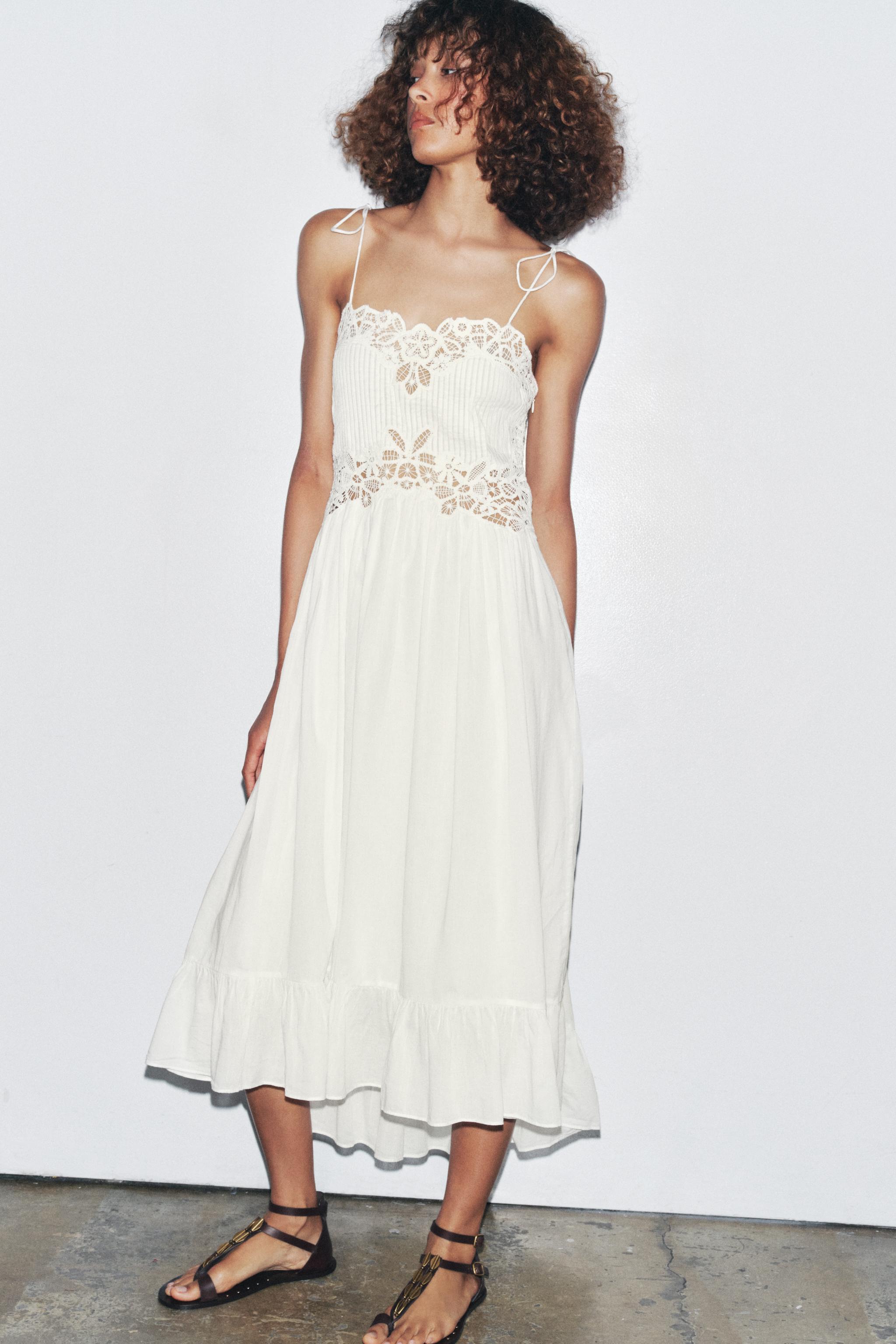 Zw Collection Wrinkled Embroidered Dress