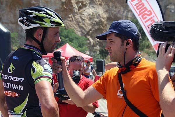 Jose Antonio Hermida (Multivan Merida) is interviewed after the race.