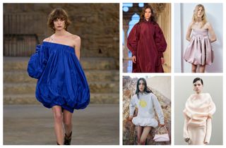 The bubble hem winter 2025 trend seen at Louis Vuitton, Max Mara, No. 21, Coperni, and Khaite Resort 2025