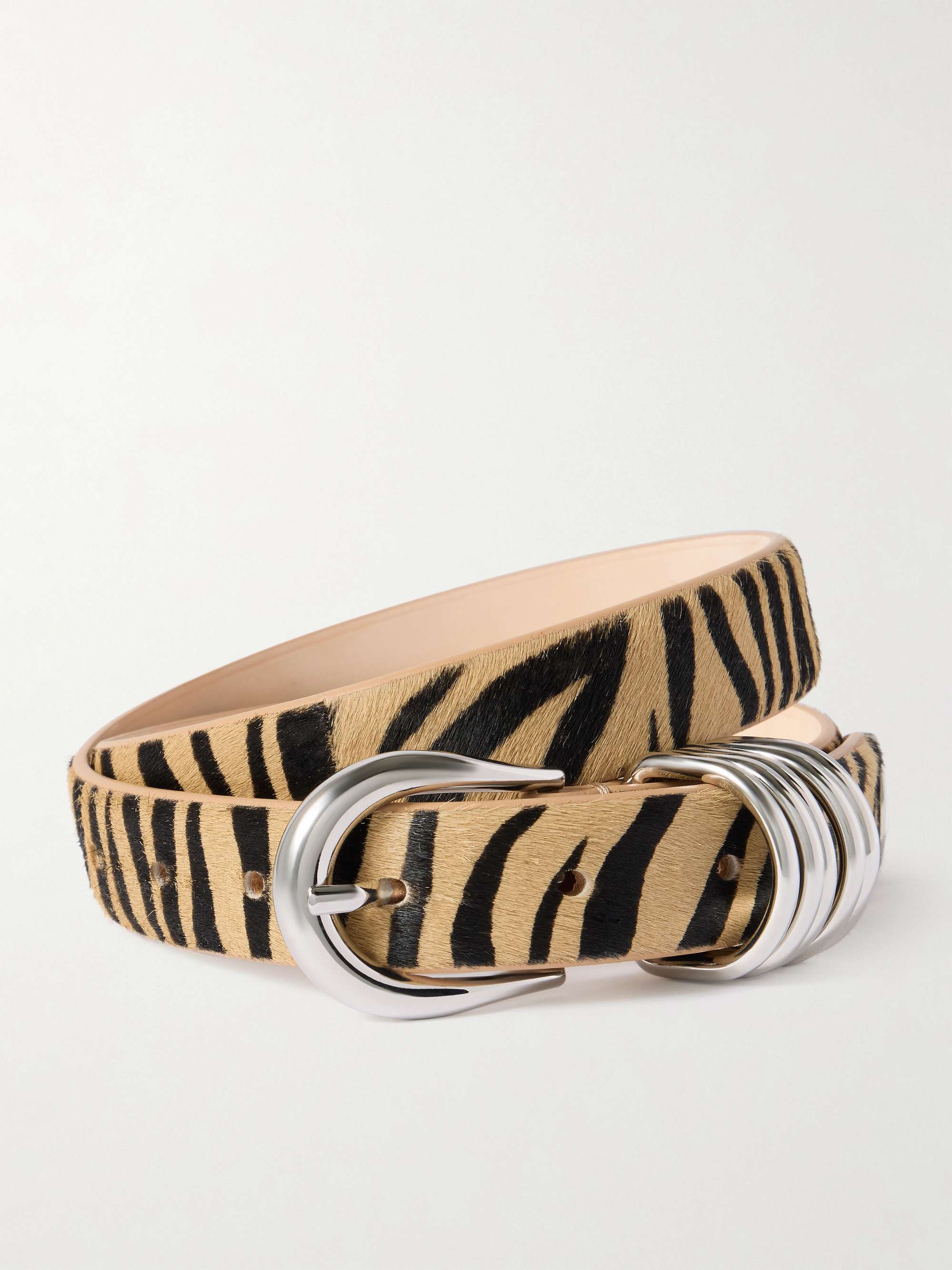 Hollyhock Zebra-Print Calf Hair Belt