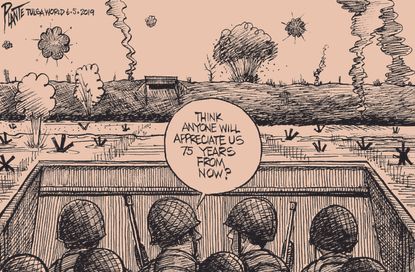 Editorial Cartoon U.S. D-Day Omaha Beach Anniversary Veterans