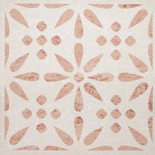 pink and white peel and stick vinyl floor tile cut out