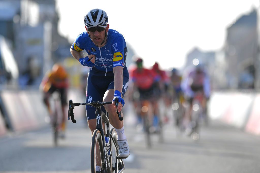 DE PANNE BELGIUM MARCH 24 Arrival Michael Morkov of Denmark and Team Deceuninck QuickStep during the 45th Oxyclean Brugge De Panne 2021 Men Classic a 2039km race from Brugge to De Panne OxycleanClassic on March 24 2021 in De Panne Belgium Photo by Luc ClaessenGetty Images