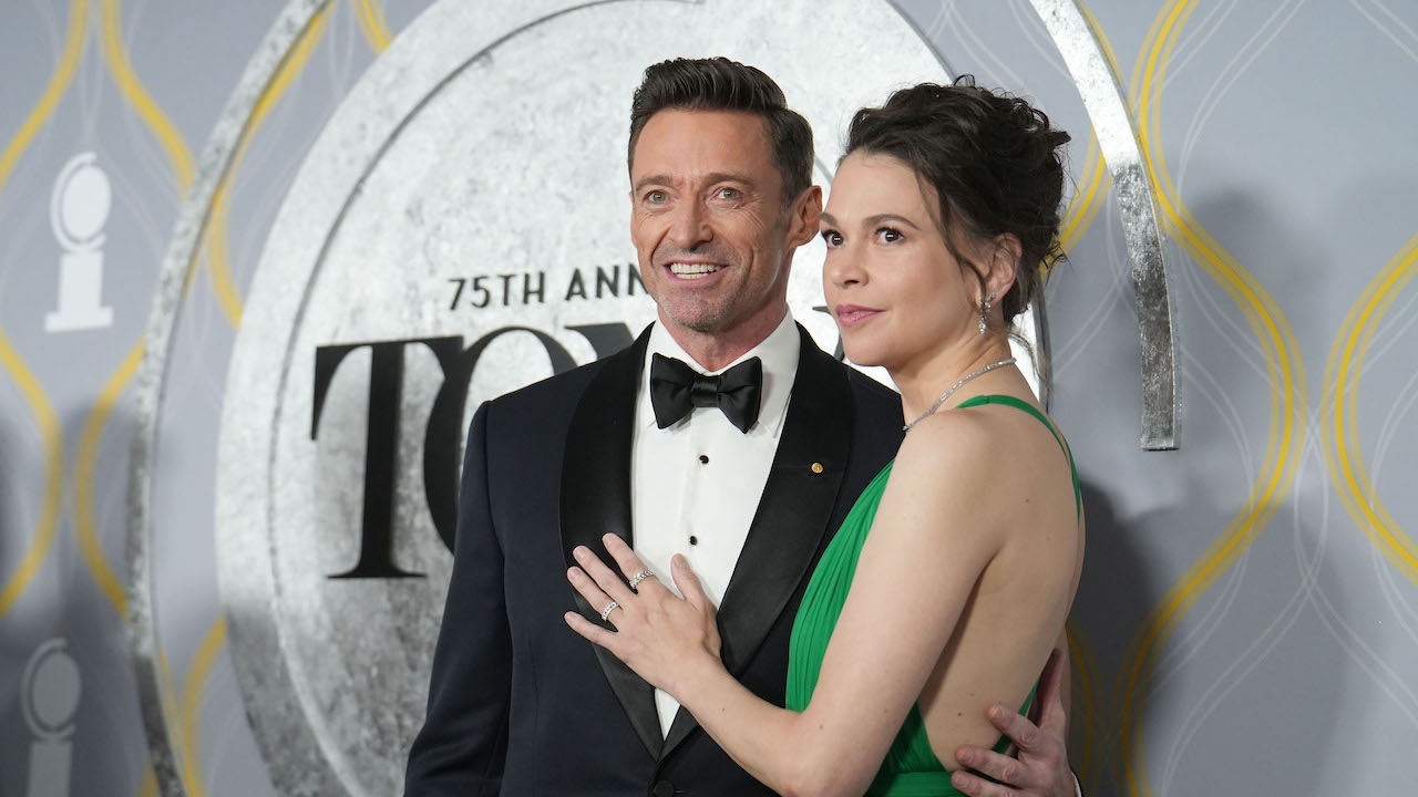 Hugh Jackman and Sutton Foster on the red carpet for The Tonys