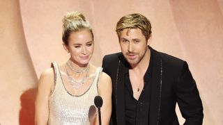 Emily Blunt and Ryan Gosling at the 96th Annual Academy Awards at Dolby Theatre on March 10, 2024 i
