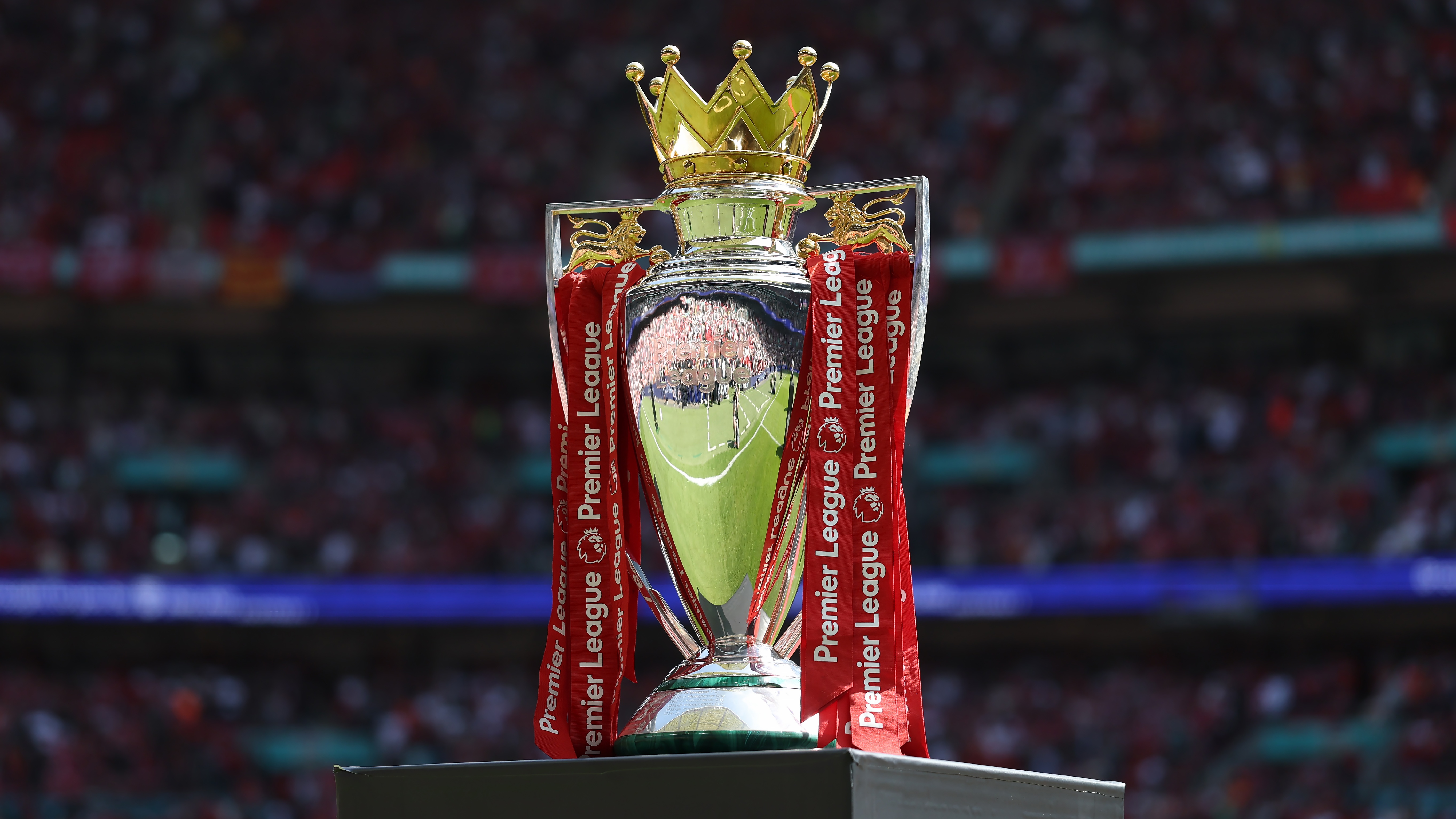 The Premier League trophy on display