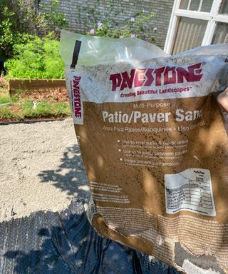 A bag of paver sand