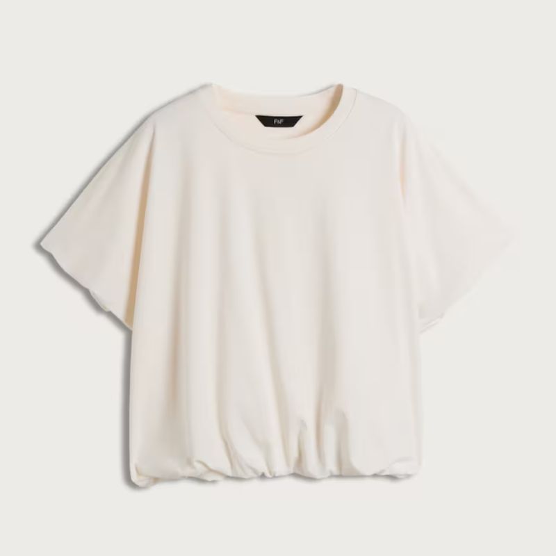 F&amp;amp;F at Tesco, Pure Cotton Bubble Hem Top in Cream