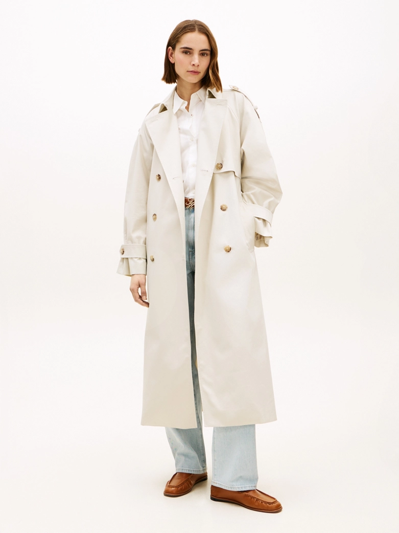 Water Repellent Twill Oversized Trench Coat
