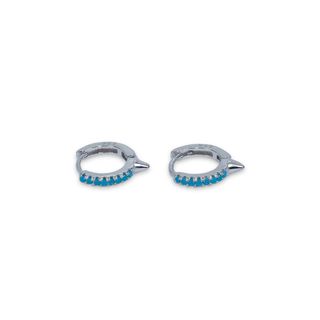 Helix & Conch Azurro silver and turquoise spike hoop huggie earrings