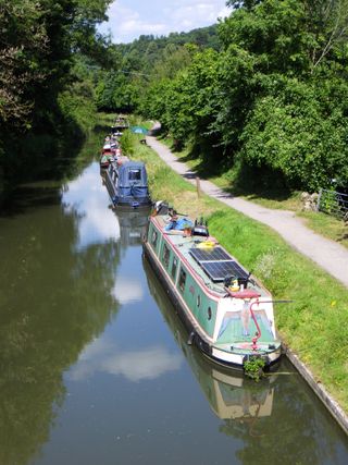 Sample image of canal boats taken with the Pentax WG-90