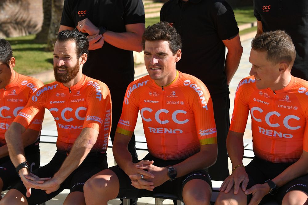 Greg Van Avermaet is centre stage at the CCC Team photo shoot